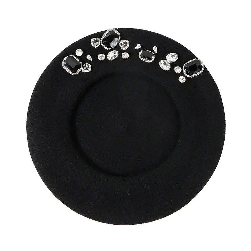 女性用の見事なラインストーンウールベレー帽 - ブリンブリン - Beret French Wool のレビューと価格