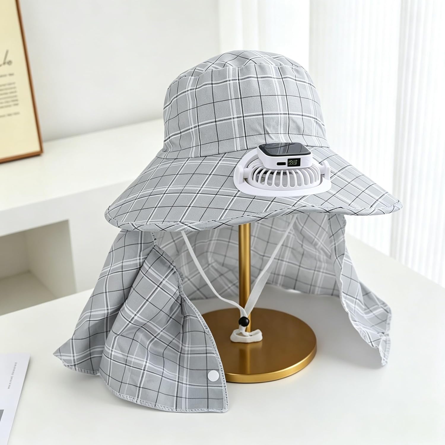 1PC ソーラーパワーネックガードファンハット USB 充電 - Visor Sun Hat のレビューと価格