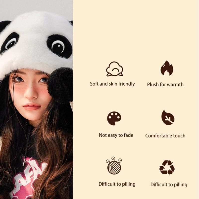 パンダ耳帽子パンダ耳介帽子フード付き帽子フリース耳介ビーニー - Trapper Hat Ear Flap のレビューと価格
