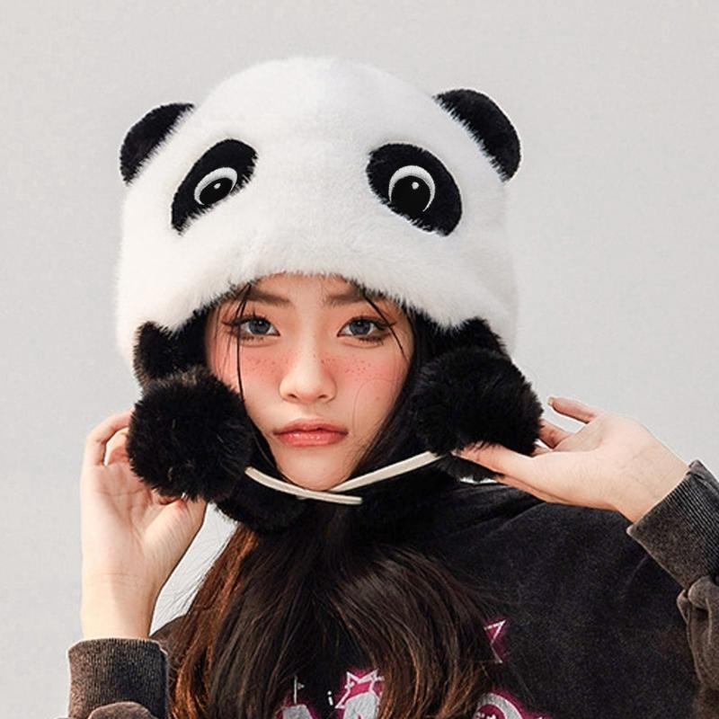 パンダ耳帽子パンダ耳介帽子フード付き帽子フリース耳介ビーニー - Trapper Hat Ear Flap のレビューと価格