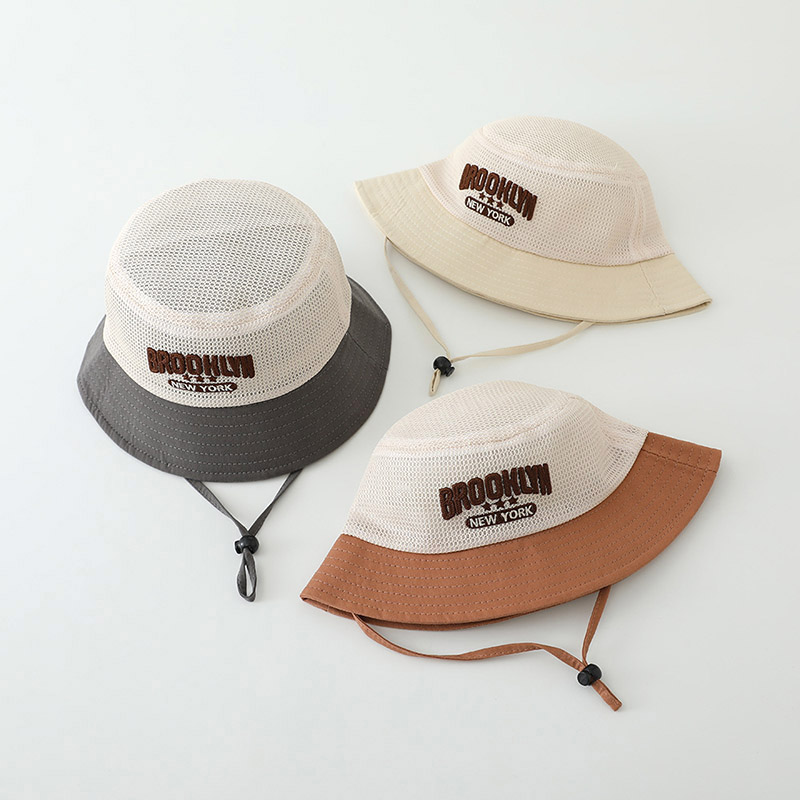 文字刺繍入りベビーサンハット 夏用メッシュ通気性 男の子女の - Bucket Hat Cotton のレビューと価格