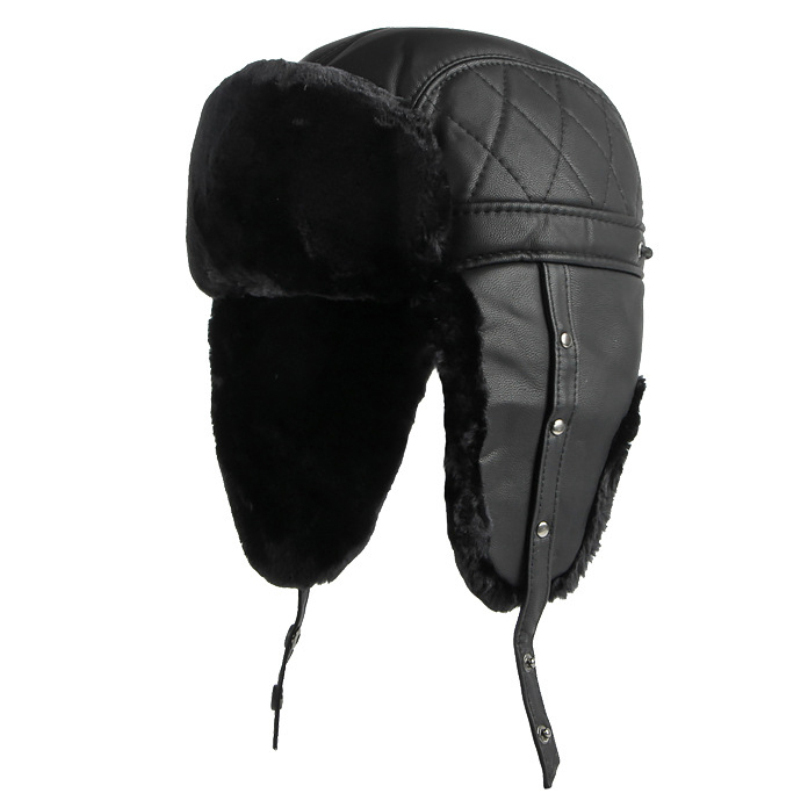 Ht4002-ロシアの革の帽子,厚くて暖かい,防風,男性用, - Winter Trapper Hat のレビューと価格