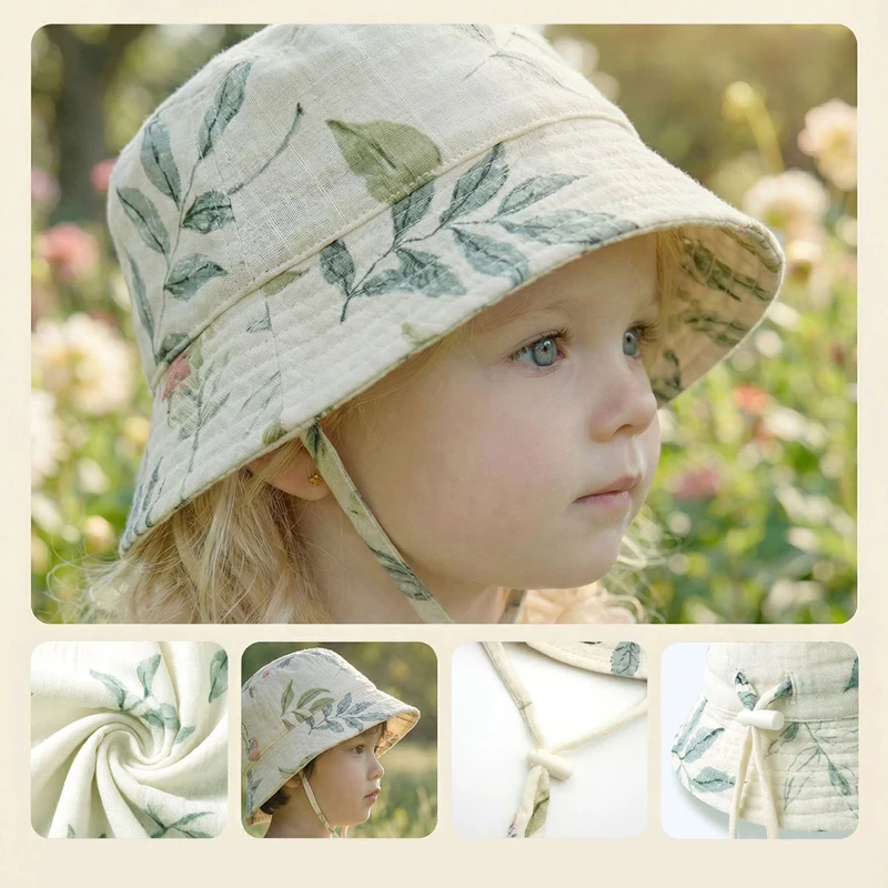 モスリンベビーサマーハット調節可能な子供用サンハット綿 10 - Bucket Hat Cotton のレビューと価格