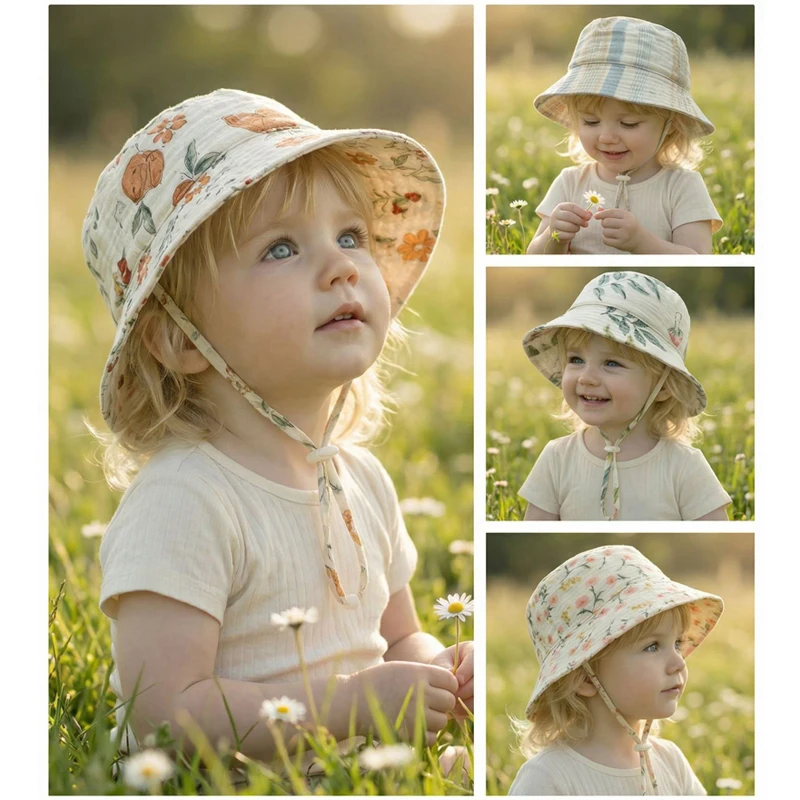 モスリンベビーサマーハット調節可能な子供用サンハット綿 10 - Bucket Hat Cotton のレビューと価格