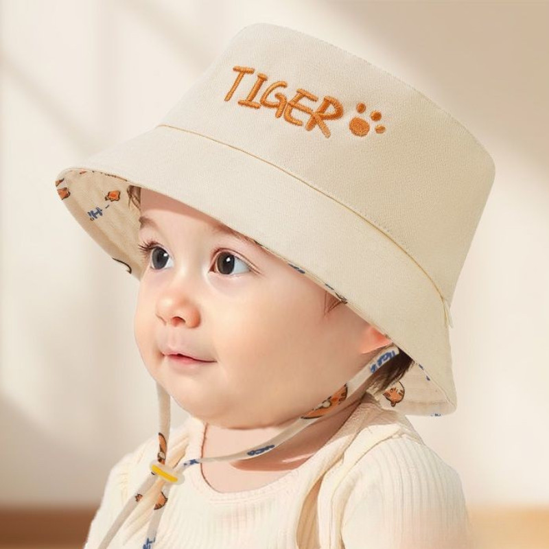 文字刺繍入りベビーバケットハット両面プリント幼児用ベビーボー - Bucket Hat Cotton のレビューと価格