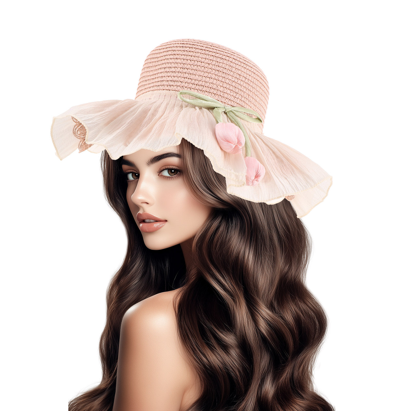 ガールサマーストローサンハットつば広通気性調節可能なストラッ - Sun Hat Wide Brim のレビューと価格