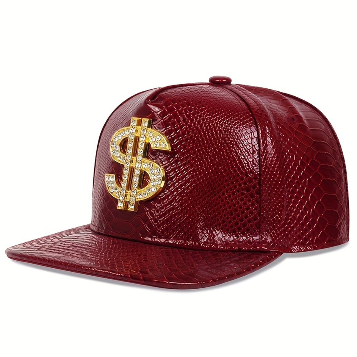レザーメタリックドルサイン野球帽男性女性調節可能なスナップバ - Snapback Hat Flat のレビューと価格