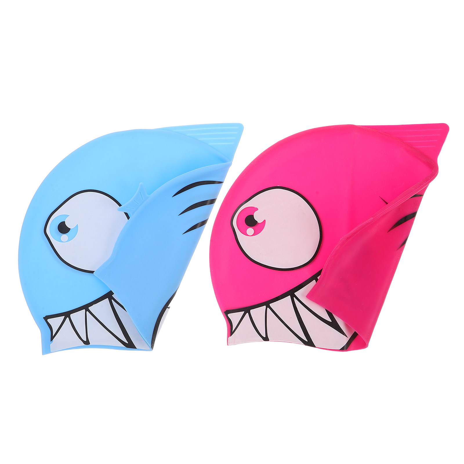 2 個のシリコン水泳キャップ漫画の魚のデザイン伸縮性のある防 - Swim Hat Silicone のレビューと価格