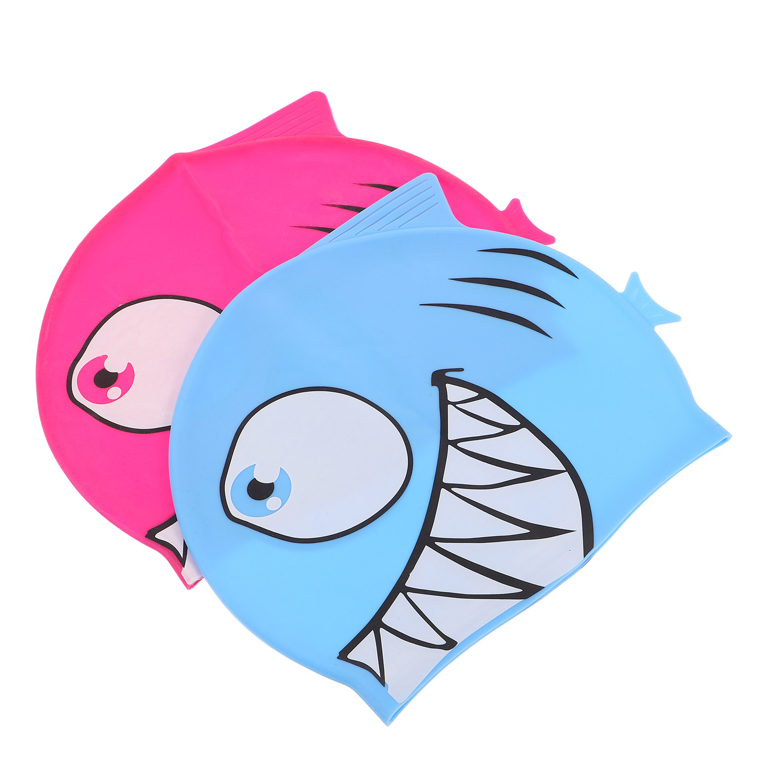 2 個のシリコン水泳キャップ漫画の魚のデザイン伸縮性のある防 - Swim Hat Silicone のレビューと価格