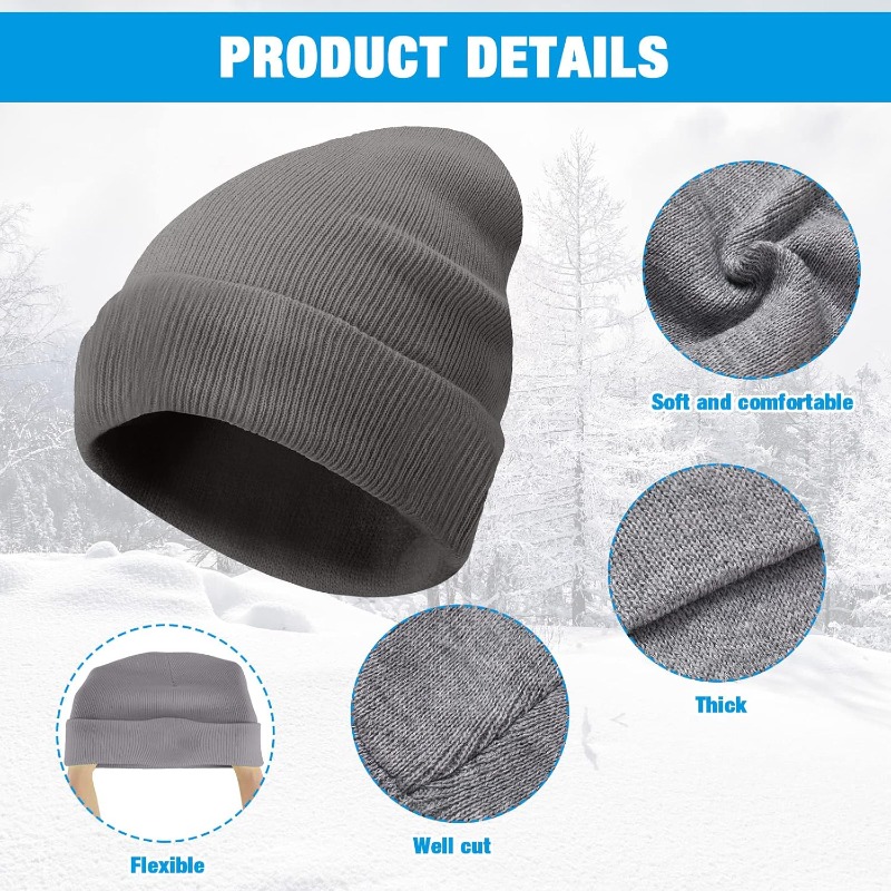 1個入り 冬用暖かい厚手ビーニー帽 男女兼用、シームレス冬ニ - Beanie Cuffed Knit のレビューと価格