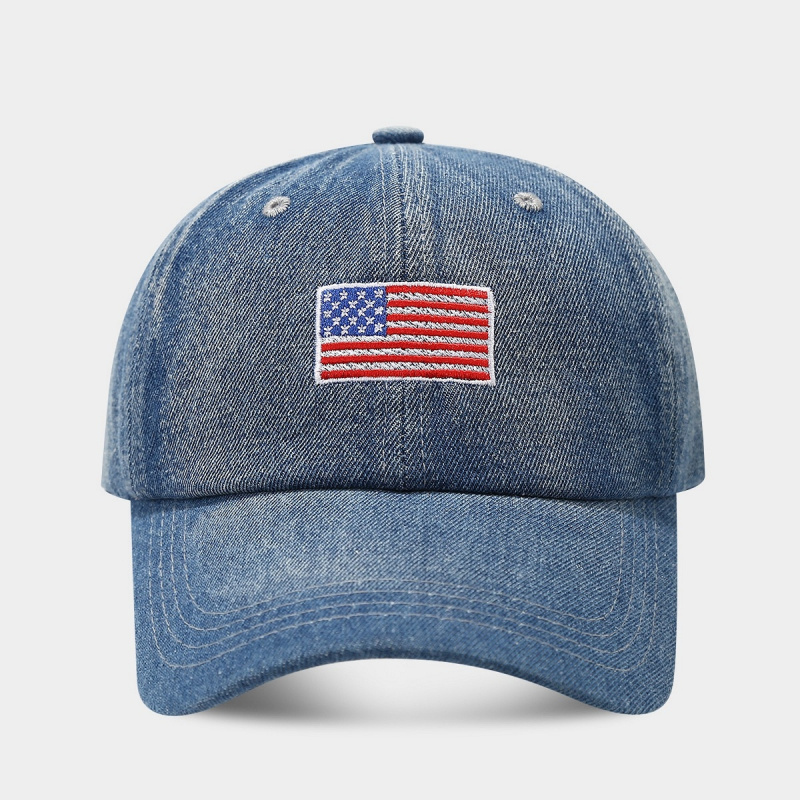 ヴィンテージウォッシュドデニムベースボールキャップUSAフラ - Dad Hat Cotton のレビューと価格