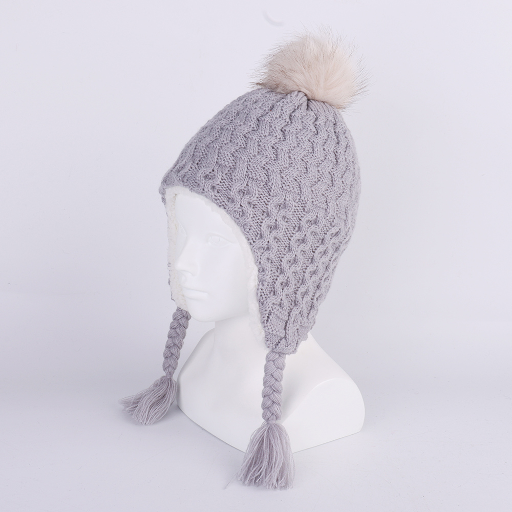 子供のためのフェイクファーポンビーニー、ニットイヤーハットフ - Trapper Hat Ear Flap のレビューと価格