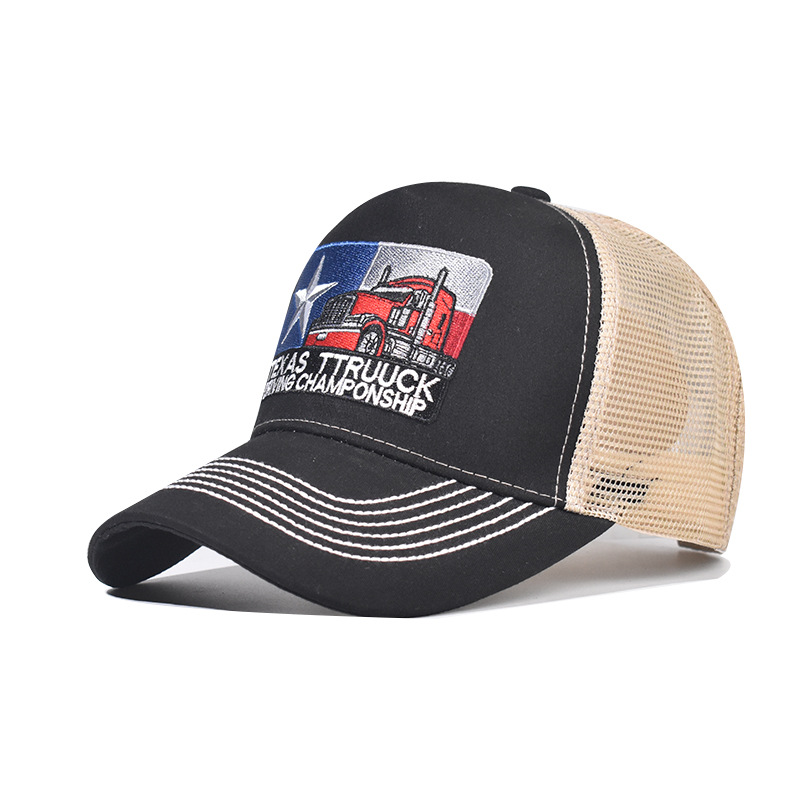 男女兼用テキサス刺繍入りトラッカーハット、メッシュキャップ、 - Trucker Cap Mesh のレビューと価格