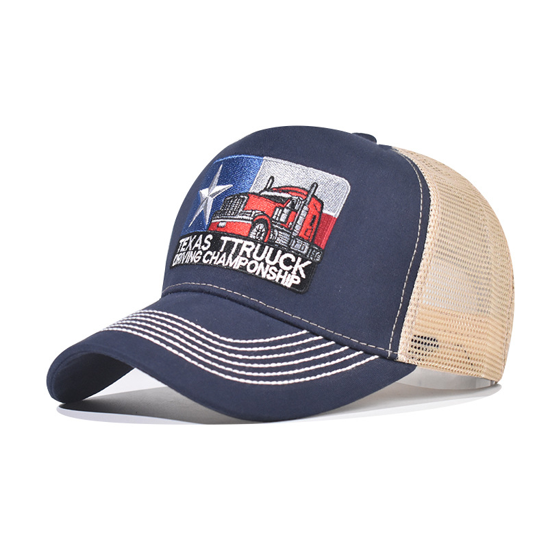 男女兼用テキサス刺繍入りトラッカーハット、メッシュキャップ、 - Trucker Cap Mesh のレビューと価格