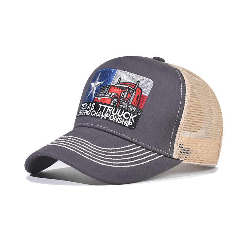 男女兼用テキサス刺繍入りトラッカーハット、メッシュキャップ、 - Trucker Cap Mesh のレビューと価格