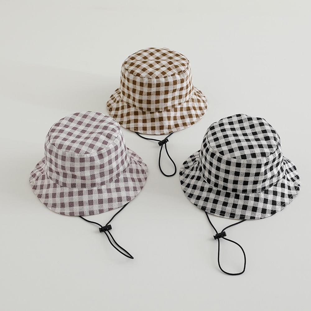 つば広秋用サンハット ベビーチェック柄フィッシャーマンハット - Bucket Hat Cotton のレビューと価格
