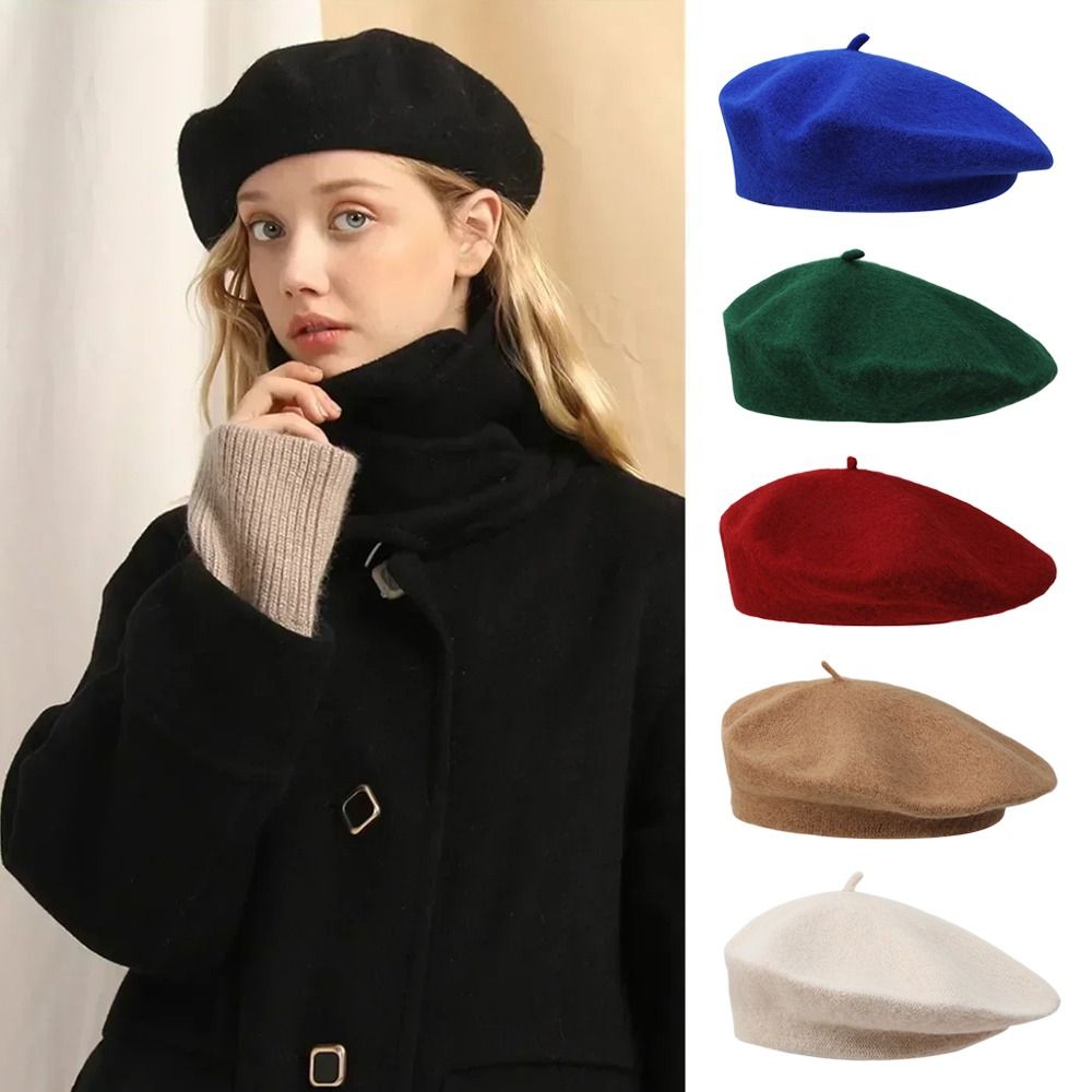 ファッション暖かい冬用ウールベレー帽レトロエレガントなフラン - Beret French Wool のレビューと価格