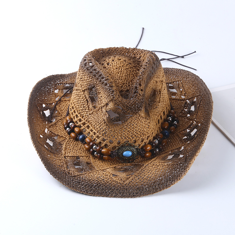スペインのレトロなカウボーイ麦わら帽子春夏ユニセックス旅行ビ - Cowboy Hat Straw のレビューと価格