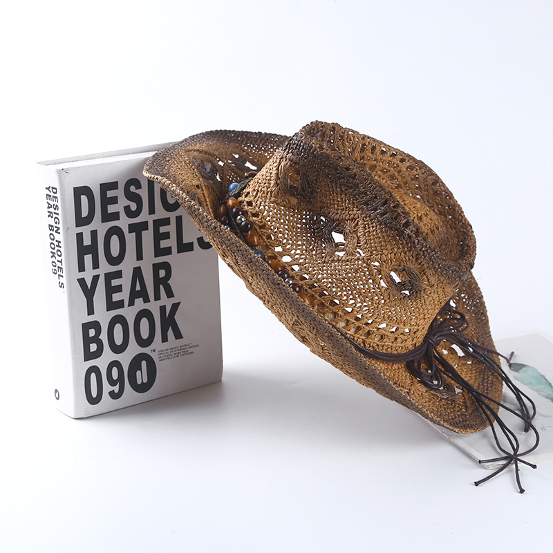 スペインのレトロなカウボーイ麦わら帽子春夏ユニセックス旅行ビ - Cowboy Hat Straw のレビューと価格