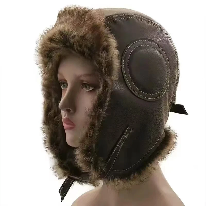 レザー SnowWint キャップ 耳当て付き 防風 暖かい - Trapper Hat Ear Flap のレビューと価格