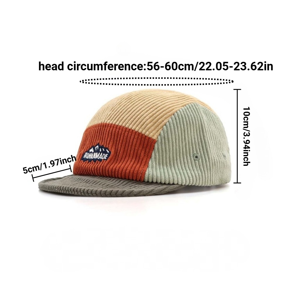 5パネルショートブリムキャップ、ヴィンテージクラシックブラッ - Corduroy Cap 5 Panel のレビューと価格