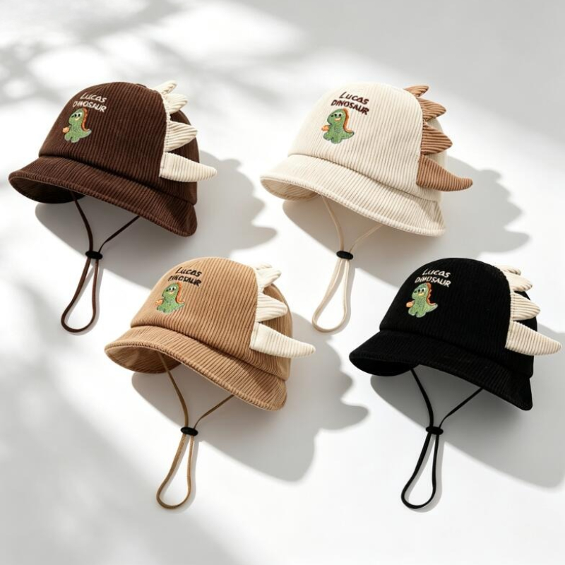かわいいベビーサンハット春秋軽量恐竜バケットハットワイドつば - Bucket Hat Cotton のレビューと価格