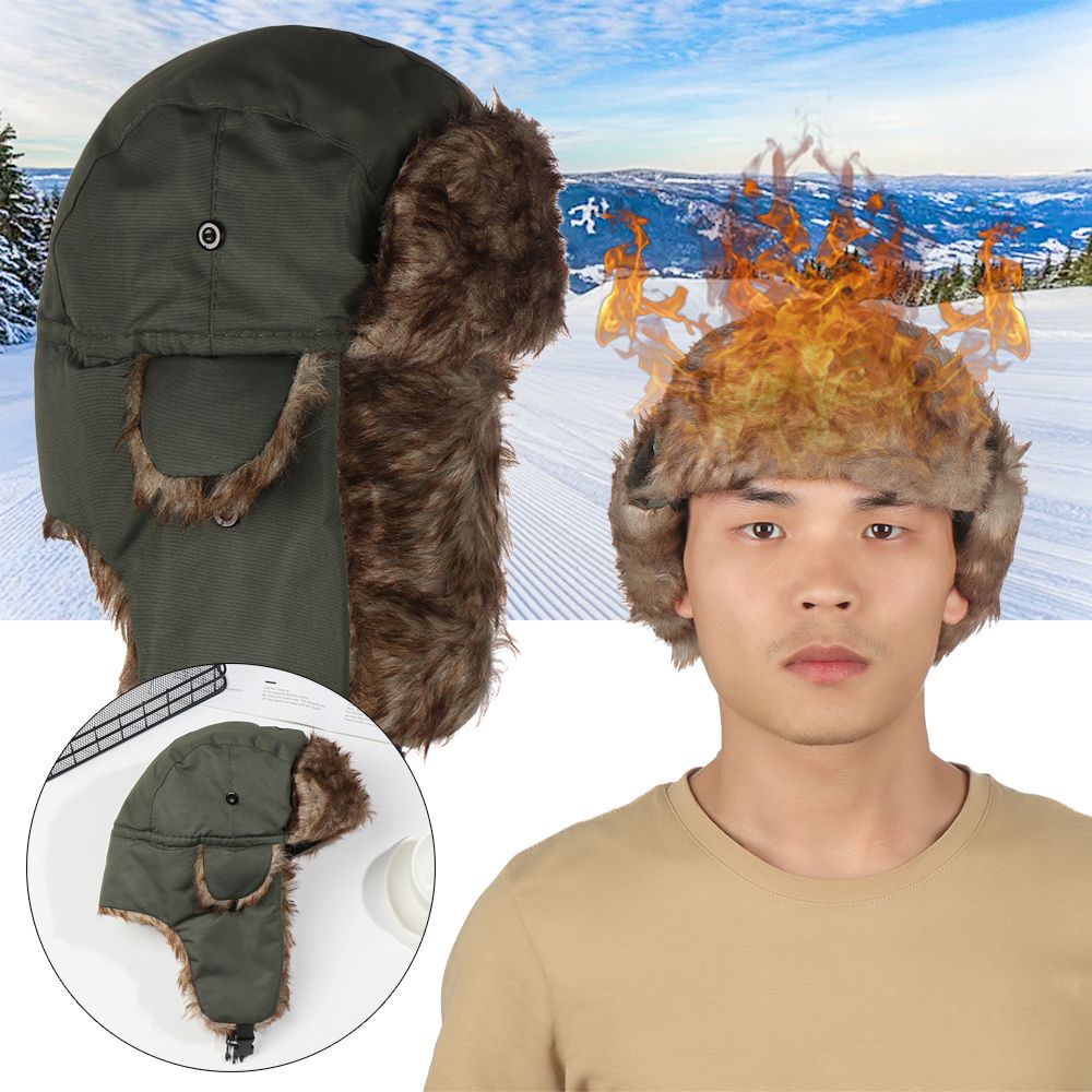 暖かい耳当て付きトラッパースキーハット、冬用帽子、ロシアのウ - Trapper Hat Ear Flap のレビューと価格