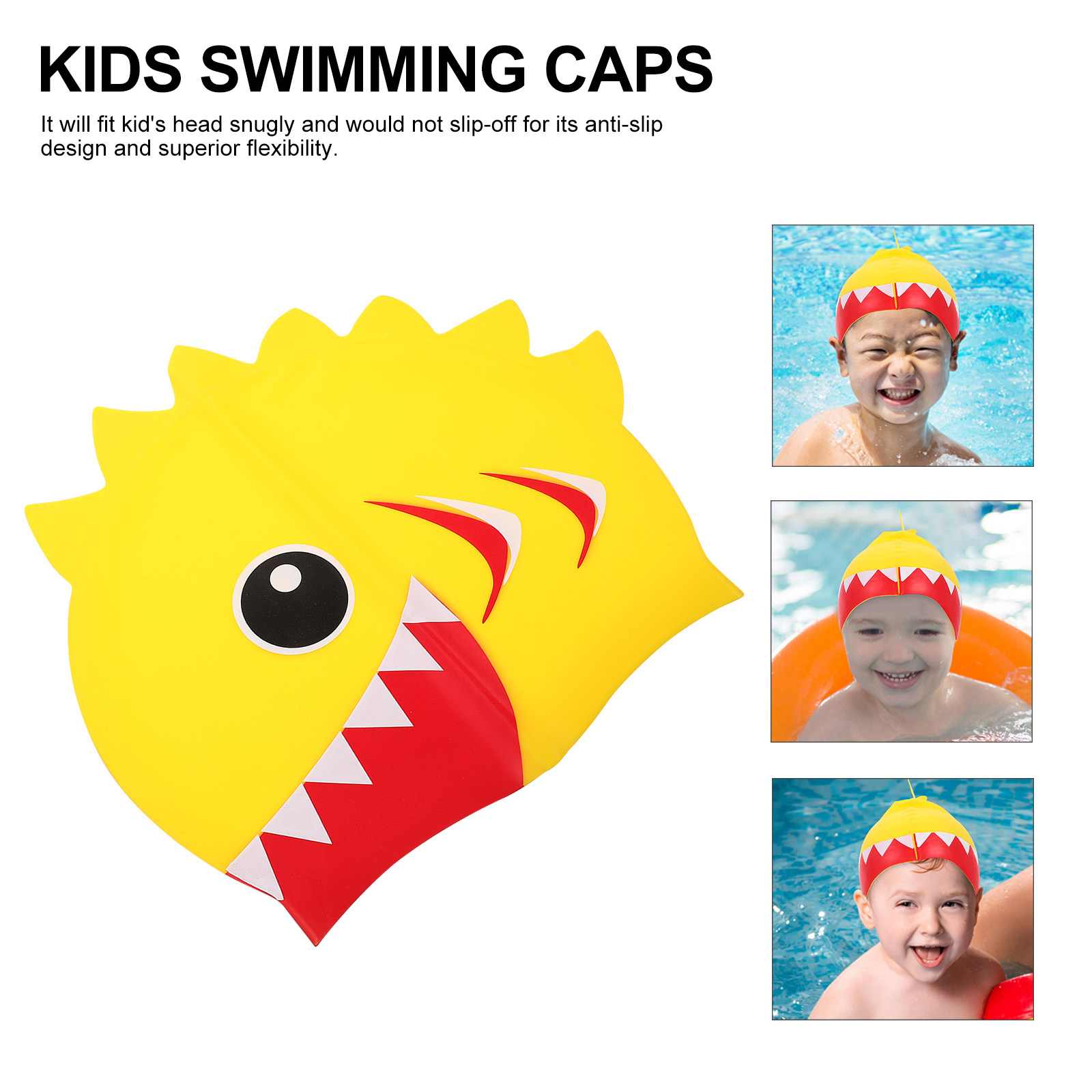 子供用シリコンスイムキャップ防水水泳帽子漫画デザイン着用しや - Swim Hat Silicone のレビューと価格
