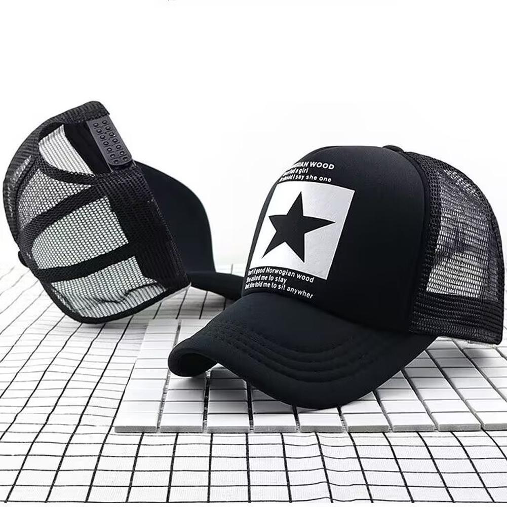 夏用メッシュ野球帽、ファッションスタープリント調節可能な野球 - Trucker Cap Mesh のレビューと価格