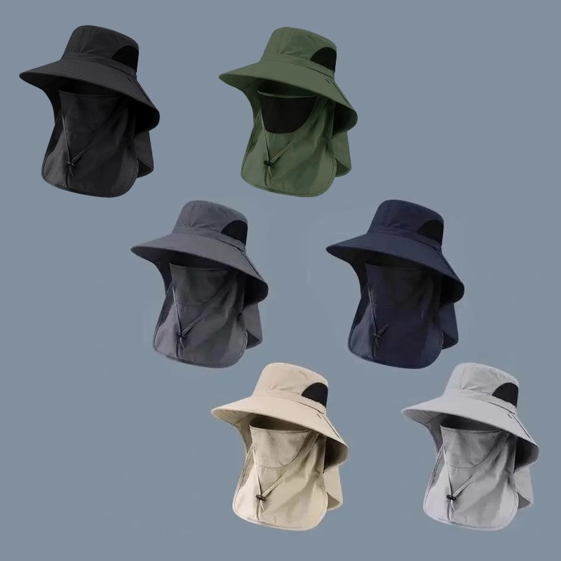 ポリエステル製サンフィッシングハット ネックカバー付き つば - Sun Hat Wide Brim のレビューと価格