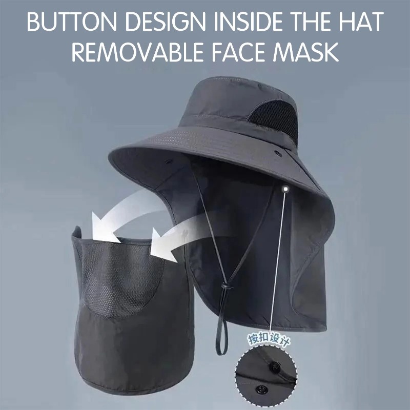 ポリエステル製サンフィッシングハット ネックカバー付き つば - Sun Hat Wide Brim のレビューと価格
