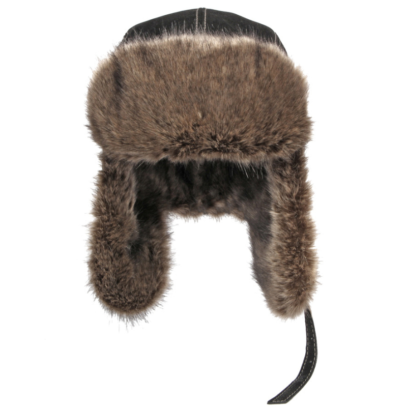 男性と女性のための厚い革の冬の帽子,ウールのキャップ,防風, - Winter Trapper Hat のレビューと価格