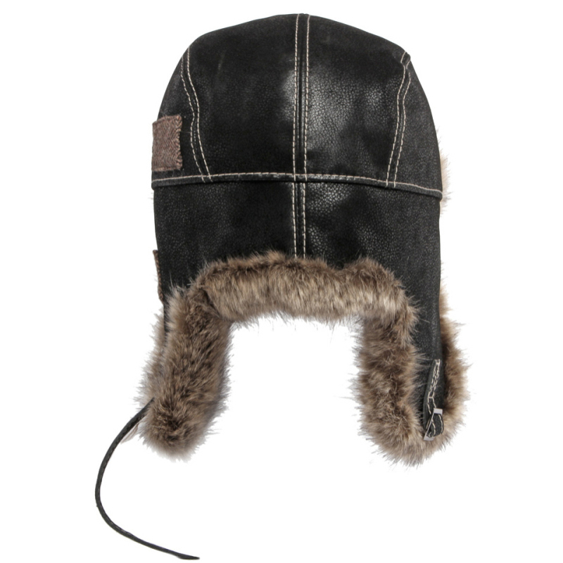 男性と女性のための厚い革の冬の帽子,ウールのキャップ,防風, - Winter Trapper Hat のレビューと価格