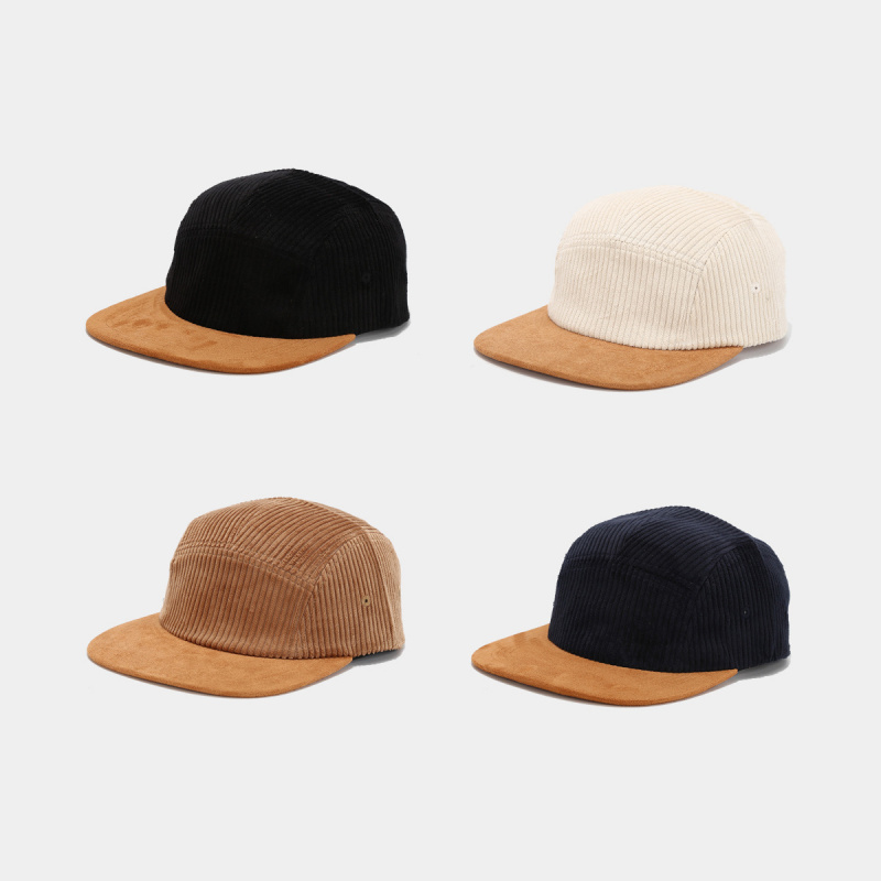 レトロコーデュロイ5パネルキャップ、スエードブリム付き、調節 - Corduroy Cap 5 Panel のレビューと価格