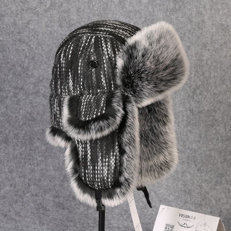 B-8433男爆撃機帽子レックスウサギの毛皮の帽子冬の雪のキ - Winter Trapper Hat のレビューと価格