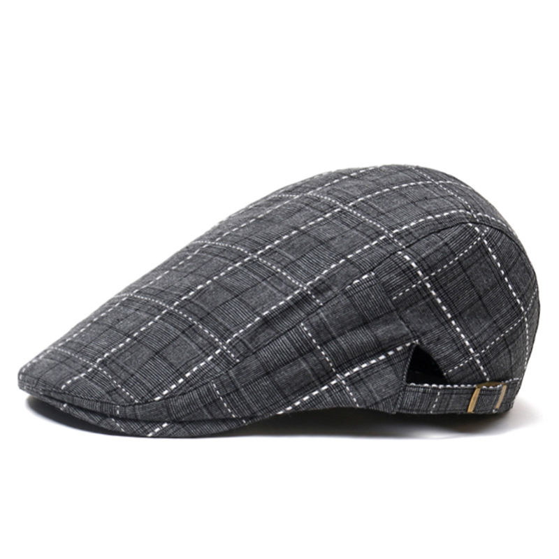 ユニセックスコットンチェック柄ニュースボーイベレー帽、調節可 - Newsboy Cap Ivy のレビューと価格
