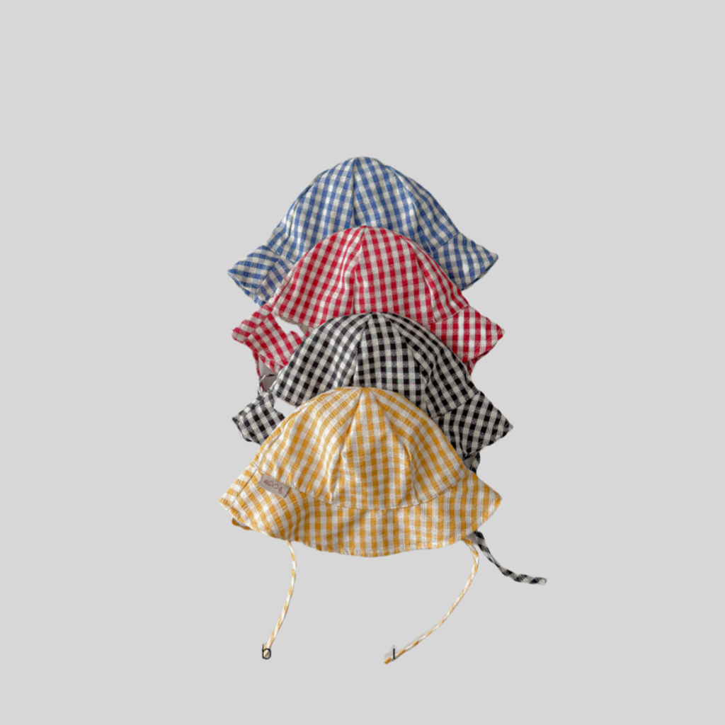 インスタイルチェック柄ベビーバケットハット春夏薄型つば広日よ - Bucket Hat Cotton のレビューと価格