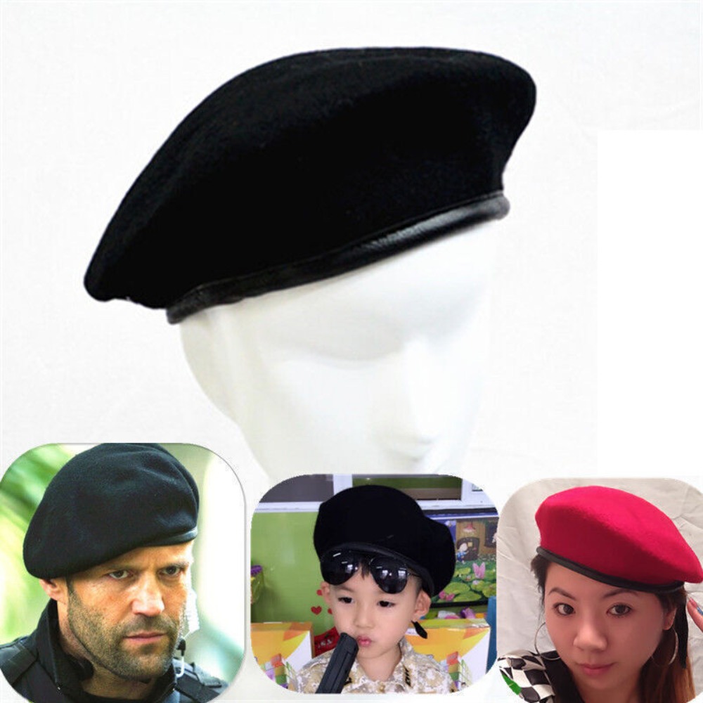 ユニセックスウールベレー帽,フレンチスタイル,兵士の帽子,ユ - Beret French Wool のレビューと価格